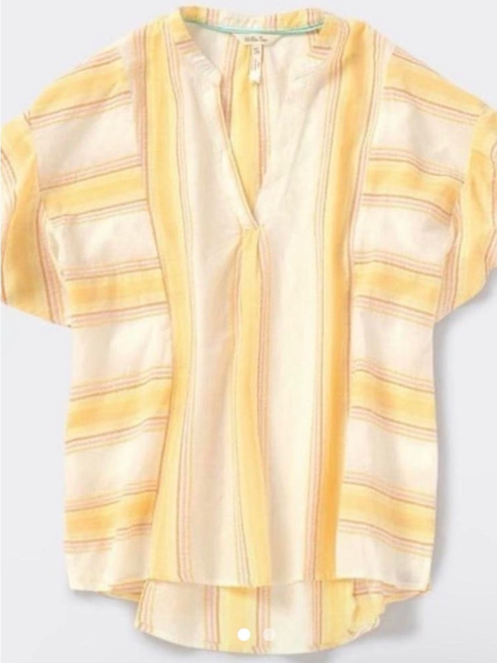 Matilda Jane Yellow and Cream Striped Short-Sleeve V-Neck Blouse